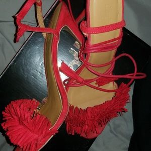 Red ruffle heels